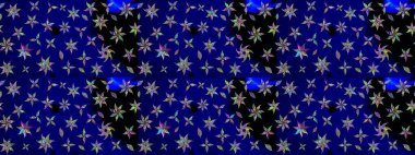 Şirin çiçekli eskiz deseni ve mavi renkli yapraklar, suluboya çiçek deseni, duvar kağıdı, kart veya kumaş için fayanslı. Raster illüstrasyonu.