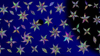 Mavi renkli şirin tekstil tarzında. Çiçek duvar kâğıdı. Çiçek arkaplan. Renkli çizim kalıbı. Raster illüstrasyonu.