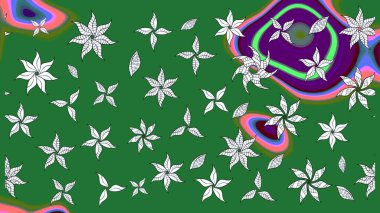 Miles Fleur, süslü püslü bir süs. Raster illüstrasyonu. Tomurcukları papatya çiçekleri olan sevimli bir çiçek deseni. Eski usul. Eskiz geçmişi. Kumaş, tekstil ve duvar kağıdı baskısı için..