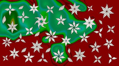 Raster illüstrasyonu. Kibarca, kırmızı renkte bahar çiçekleri. Yaprak ve çiçeklerin suluboya resimleri, kırmızı renklerde çizimler..