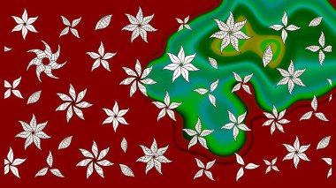 Çiçek desenli eskiz, yaz çiçekleri. Düz Çiçek Elementleri Tasarımı. Kırmızı renkte çiçekler. Renkli Bahar Teması çizim şablonu.