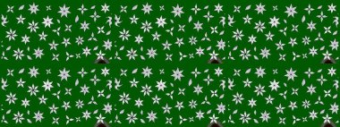 Küçük çiçekli basit bir çiçek çizimi. Raster illüstrasyonu. Moda baskısı, albüm, ambalaj kağıdı ve duvar kağıdı için zarif dekoratif süslemeler. Yeşil renkte şirin çiçekler..