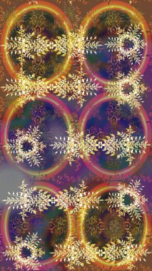 Raster illüstrasyonu. Güzel kumaş deseni. Raster illüstrasyonundaki çiçek desenli çizim. Kahverengi, mor ve gri renklerde.