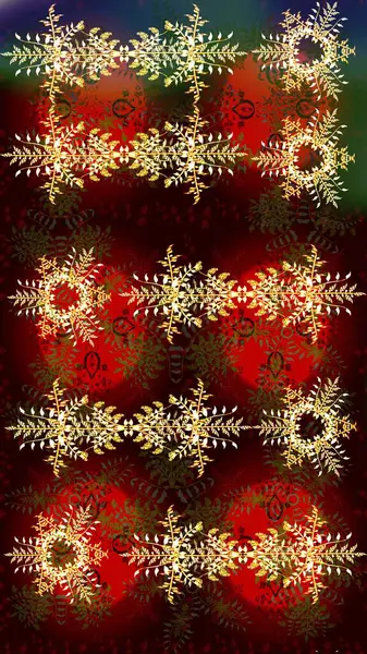 Raster illüstrasyonu. Kahverengi, kırmızı ve siyah kar taneli. Renkli arka planda izole tatlı kar taneleri.