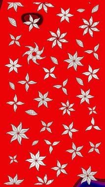 Düz Çiçek Elementleri Tasarımı. Kırmızı renkte çiçekler. Renkli Yaz Temalı eskiz kalıbı. Raster illüstrasyonunda çiçek deseni çizimi.