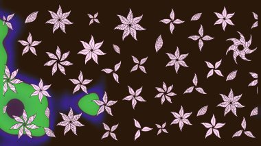 Renkli Bahar Teması eskiz kalıbı. Kahverengi renkli çiçekler. Düz Çiçek Elementleri Tasarımı. Raster illüstrasyonunda çiçek deseni çizimi.