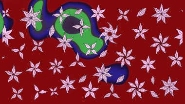 Raster illüstrasyonu. Çiçekli karalama şeklinde Raster çiçek deseni. Kibarca, yaz çiçekleri kırmızı renklerde.