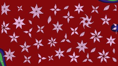 Kırmızı renkte çiçekler. Kumaş desenli papatya çiçekleri ayrıntıları.