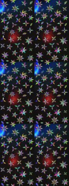 Raster illüstrasyonu. Gri renkli Asya tekstili. Çiçek desenini çiz.