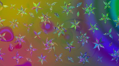 Raster illüstrasyonundaki çiçek desenli çizim. Renkli Bahar Teması eskiz kalıbı. Süslü kumaş deseni. Düz Çiçek Elementleri Tasarımı.