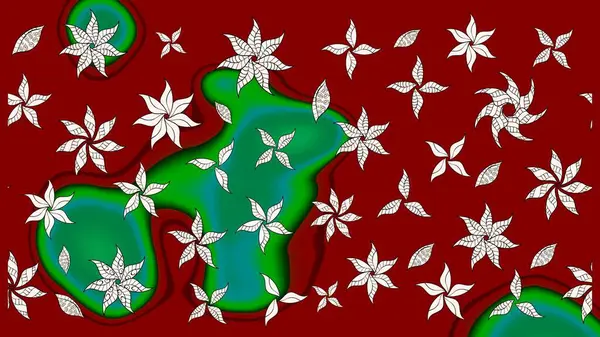 Düz Çiçek Elementleri Tasarımı. Sevimli çiçek raster deseni. Kırmızı renkte çiçekler. Renkli Bahar Teması çizim şablonu.