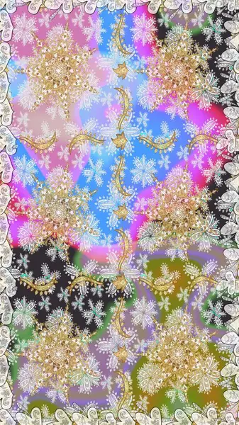 Duvar kâğıdı barok, İspanyol kumaşı. Kusursuz raster arka plan. Kusursuz çiçek deseni. Tarafsız renklerde grafiksel modern kusursuz desen.