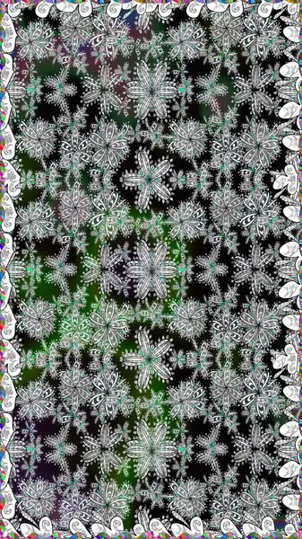 Düz Çiçek Elementleri Tasarımı. Sevimli çiçek raster deseni. Renkli Yaz Temalı Kusursuz Arkaplan. Gri renkli çiçekler.