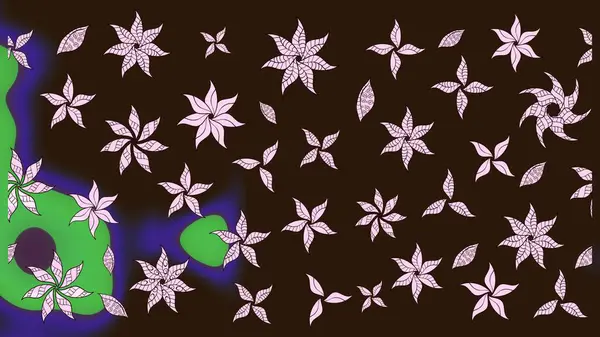 Renkli Bahar Teması eskiz kalıbı. Kahverengi renkli çiçekler. Düz Çiçek Elementleri Tasarımı. Raster illüstrasyonunda çiçek deseni çizimi.