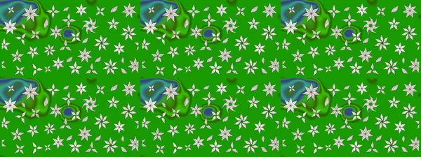 Raster illüstrasyonundaki çiçek desenli çizim. Suluboya tarzında yeşil renkte çiçekler.