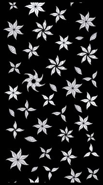 Suluboya çiçekli çiçek deseni. Siyah renkte güzel bir tekstil. Raster illüstrasyonu.