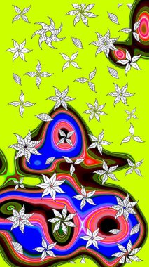 Renkli Yaz Temalı eskiz kalıbı. Sevimli çiçek raster deseni. Düz Çiçek Elementleri Tasarımı. Modaya uygun kumaş deseni.