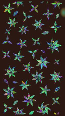 Kahverengi renkli çiçekler. Raster illüstrasyonunda çiçek deseni çizimi.