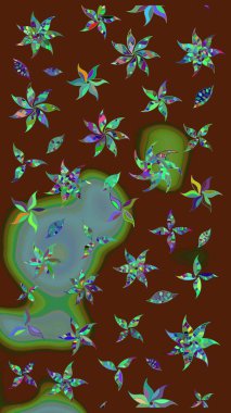 Kıvırcık, parlak örgü. Çiçek çelengi. Desen, çizim, çiçek sınırı. Eski moda arka plan. Güzel, parlak, pürüzsüz kumaş, tuval. Raster illüstrasyonu.