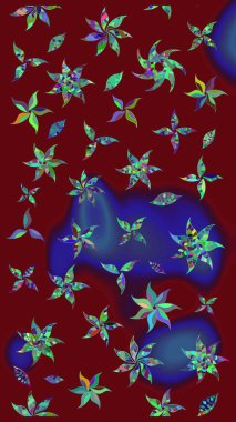 Raster illüstrasyonu. Kırmızı renklerde. Taslak dekoratif arka plan, çiçek mandala. Çiçek..