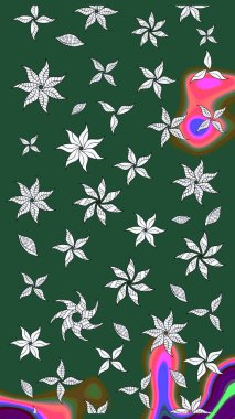 Sevimli küçük çiçek desenle. Raster resim. Çiçek desenli çiçek ve yaprakları ile.