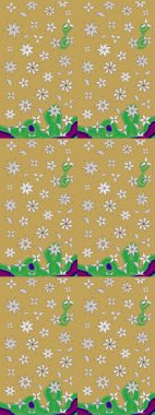 Raster deseni. Bahar çiçekleri dallı desen, sarı renkler çiçekli siluet.