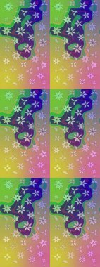 Raster düz çiçek çizim deseni. Yeşil renkli çiçekler. Tasarım hediye paketi, tebrik kartları, posterler ve afiş tasarımı.