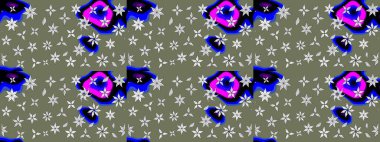 Çiçek desenli raster, yeşil çizgi grafik desenli soyut raster arkaplan. Modern stil dokusu.