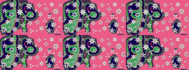 Düz Çiçek Elementleri Tasarım Raster illüstrasyonu. Pembe renkli çiçekler. Renkli Bahar temalı eskiz kalıbı. Çiçekli çiçek deseni, suluboya..