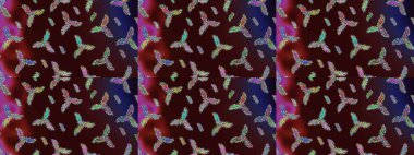 Son moda kar taneleri ve elementler onun kartlarını gösteriyor. Retro stil dokusu, şablon kış elementleri. Kar taneleri tasarımı. Modern tasarım posteri, kapak, kart tasarımı kahverengi, mavi ve kırmızı renkler.