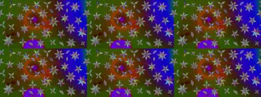 El çizimi çiçekli soyut çizim kalıbı. Yeşil renkli çiçekler. Raster illüstrasyonu.