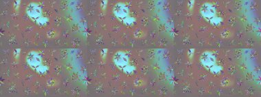 Gri renkli bitkilerden oluşan parlak çiçekli çizim deseni.