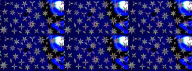 Mavi kıvırcık çiçekler mavi renkte şekillenir. Raster illüstrasyonu. Klasik çiçek tasarım elementleri.