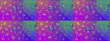 Çiçekli menekşe çizim deseni. Klasik taslak çizimi. Raster çiçek izi. Raster Yumuşak kumaş deseni.