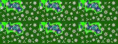 Çiçekli karalama şeklinde Raster çiçek deseni. Yumuşak, yeşil renkli bahar çiçekleri. Raster illüstrasyonu.