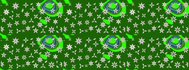 Çiçekli eskiz deseni. Suluboya çizimi. El çizimi. Yeşil renkte çiçekler.