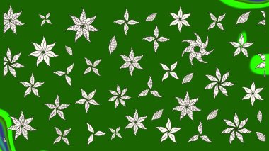 Raster illüstrasyonu. Çiçekli çiçek deseni, suluboya. Düz Çiçek Elementleri Tasarımı. Renkli Bahar Teması eskiz kalıbı. Yeşil renkte çiçekler.