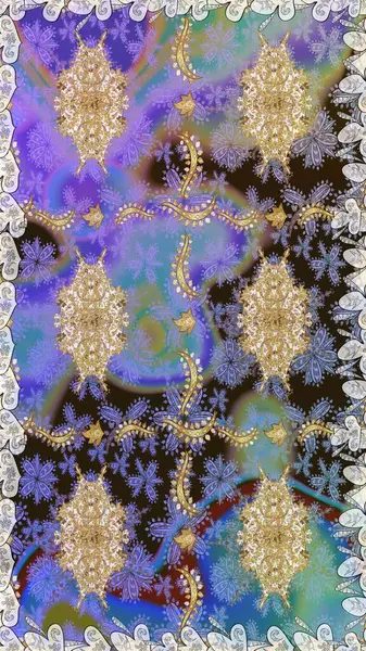 Lüks, kraliyet ve Viktorya dönemi konsepti. Mor renklerde altın element. Süslü raster dekorasyonu. Mor üzerine altın işlemeli klasik barok çiçekli desen..