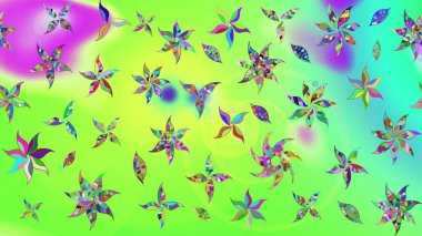 Yeşil renkli çiçekler. Çizim çiçek deseni duvar kâğıdı olarak kullanılabilir. Raster illüstrasyonu.