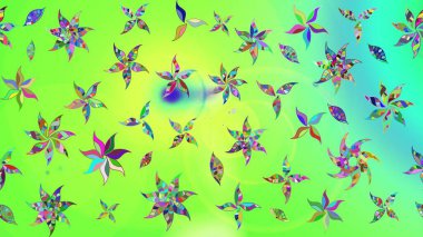 Tekstil tasarımı için yeşil renkli geleneksel halk çiçekleri buketi. Üzerinde gelincikler ve vadi zambakları olan renkli çiçek desenli nakış..