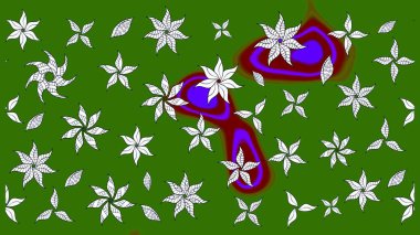 Raster illüstrasyonu. Suluboya, elle çizilmiş. Yeşil yapraklı yabani çiçekler. Taslak arkaplan deseni.