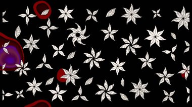 Nazik, yaz çiçekleri siyah renklerde. Raster illüstrasyonu. Raster çiçek desenli ve çiçekli..