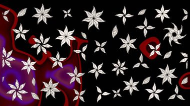 Siyah renkli çiçekler. Tropik çiçek desenleri. Raster illüstrasyonu.