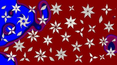 Kırmızı renkte çiçekler. Raster illüstrasyonu. Çizim çiçek deseni duvar kağıdı için kullanılabilir.