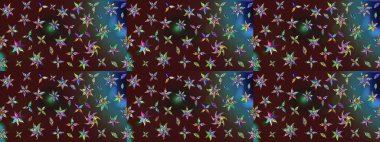 Küçük çiçekteki sevimli çiçek deseni. Kahverengi renkli çiçekler. Raster illüstrasyonu.