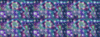 Raster illüstrasyonunda kusursuz çiçek deseni. Raster illüstrasyonu. Güzel kumaş deseni. Mavi renklerde.