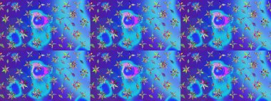 Raster düz çiçek çizim deseni. Mavi renkli çiçekler. Tasarım hediye paketi, tebrik kartları, posterler ve afiş tasarımı.