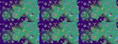 Şirin çiçek elementleri. Mavi renkli çiçekler. Robot resim. Raster illüstrasyonu.