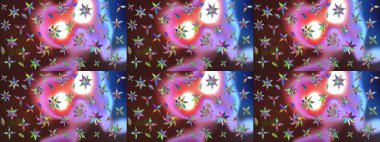 Renkli Bahar Teması eskiz kalıbı. Kahverengi renkli şirin çiçek deseni. Düz Çiçek Elementleri Tasarımı. Raster Modaya uygun kumaş deseni.