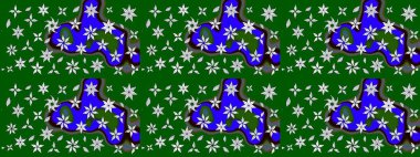 Hediye ambalaj kağıdı, tebrik kartları, posterler ve pankart tasarımı. Yeşil renkli çiçekler. Raster düz çiçek çizim deseni.